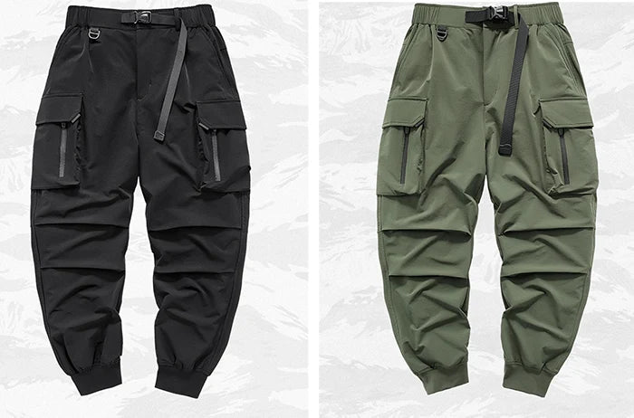 Tech cargo pants "Urayasu" black and green