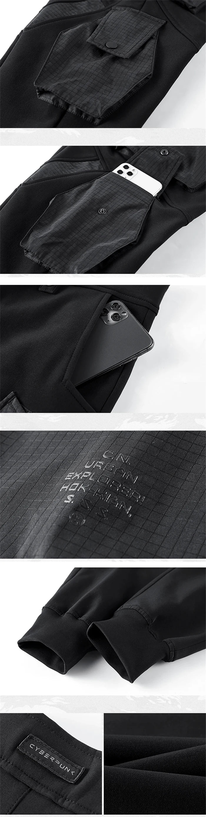 more details of the Techwear cargo joggers "Kimitsu"