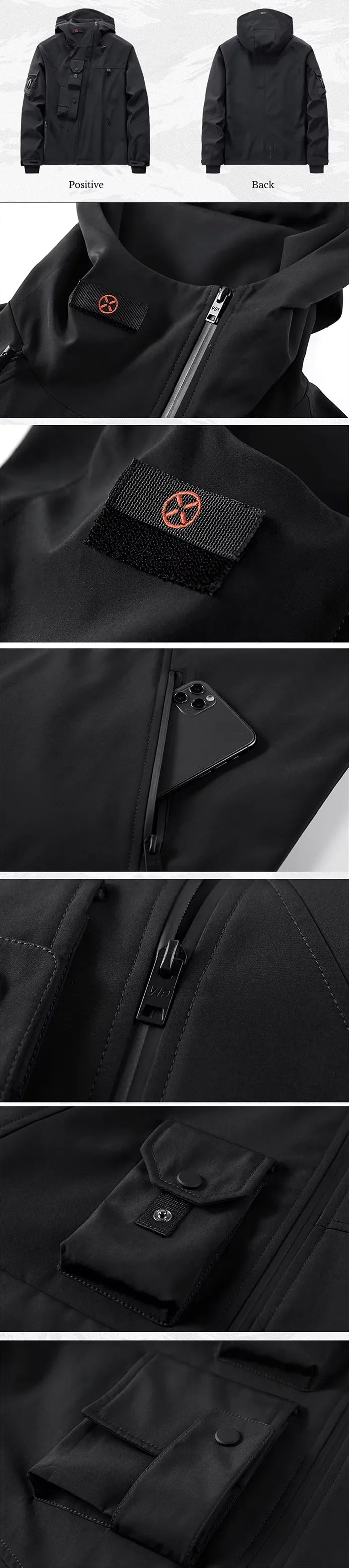 details of the Techwear jacket black "Bashiri"