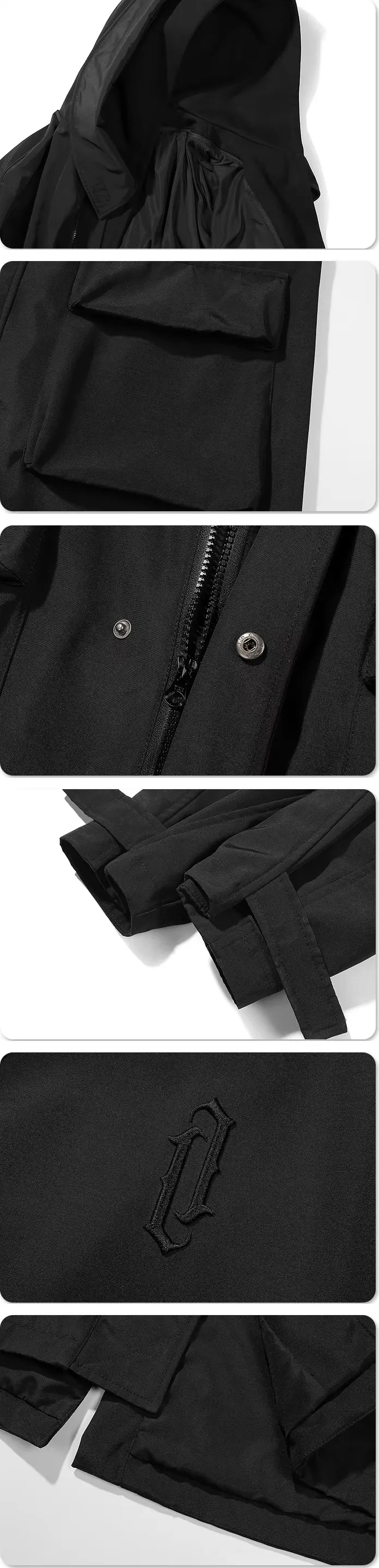 details of the Techwear trench coat "Aketsu"