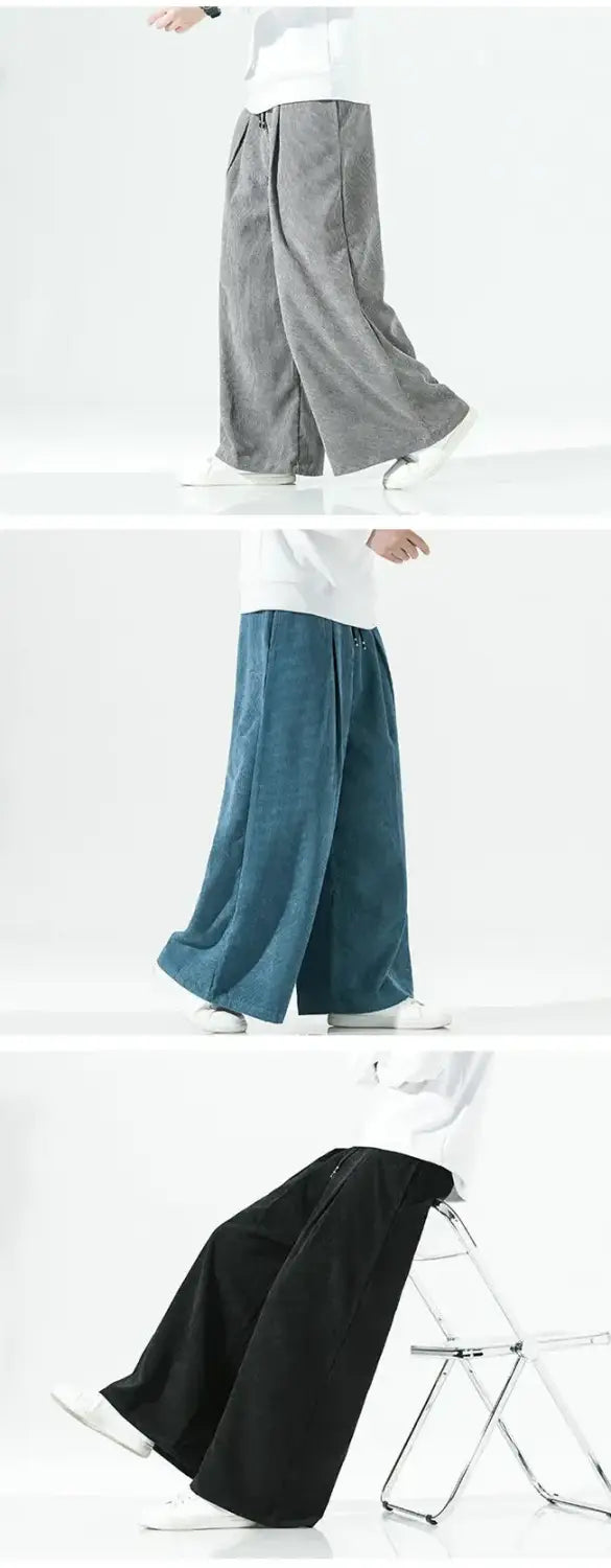 Velvet wide leg japanese pants "Shiko" in different colors