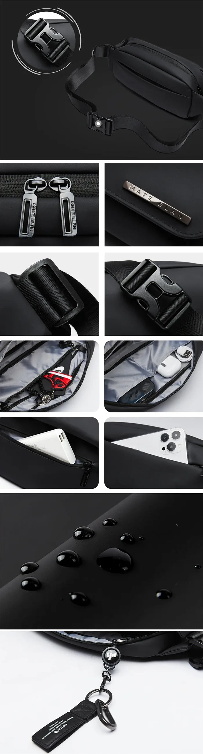 details of the Waterproof crossbody bag "Susaka"