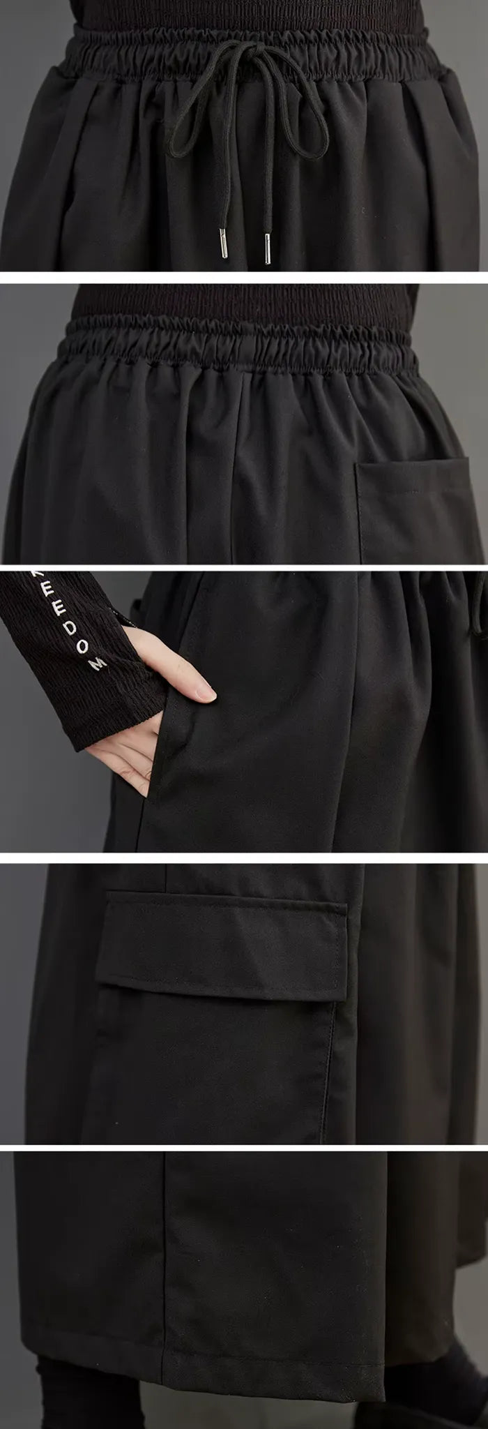 details of the Wide leg cargo pants for women "Minayo"