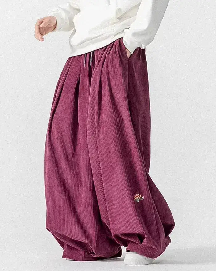 Wide leg corduroy pants "Yagata" in purple color