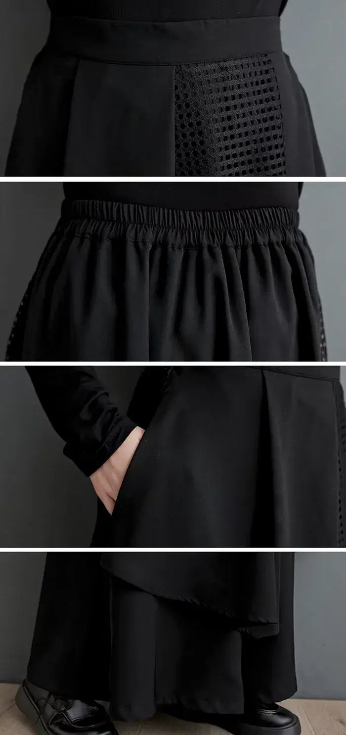 details of the Wide leg women's dress pants "Yatsu"