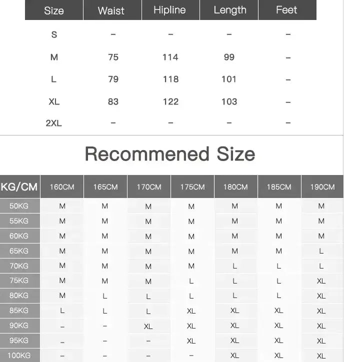 "Arama" cargo pants size guide