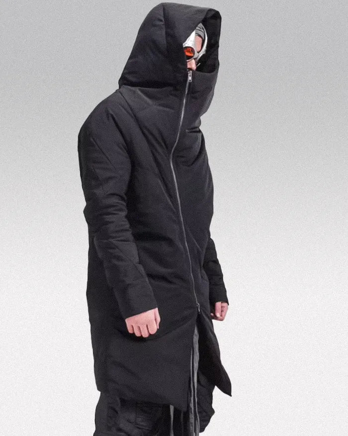 man wearing the Asymmetrical zip down jacket "Namega"