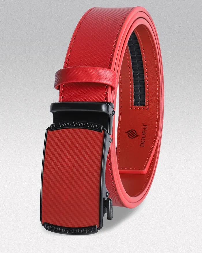 Automatic men’s belt ’Yasebo’ - Red / 125cm
