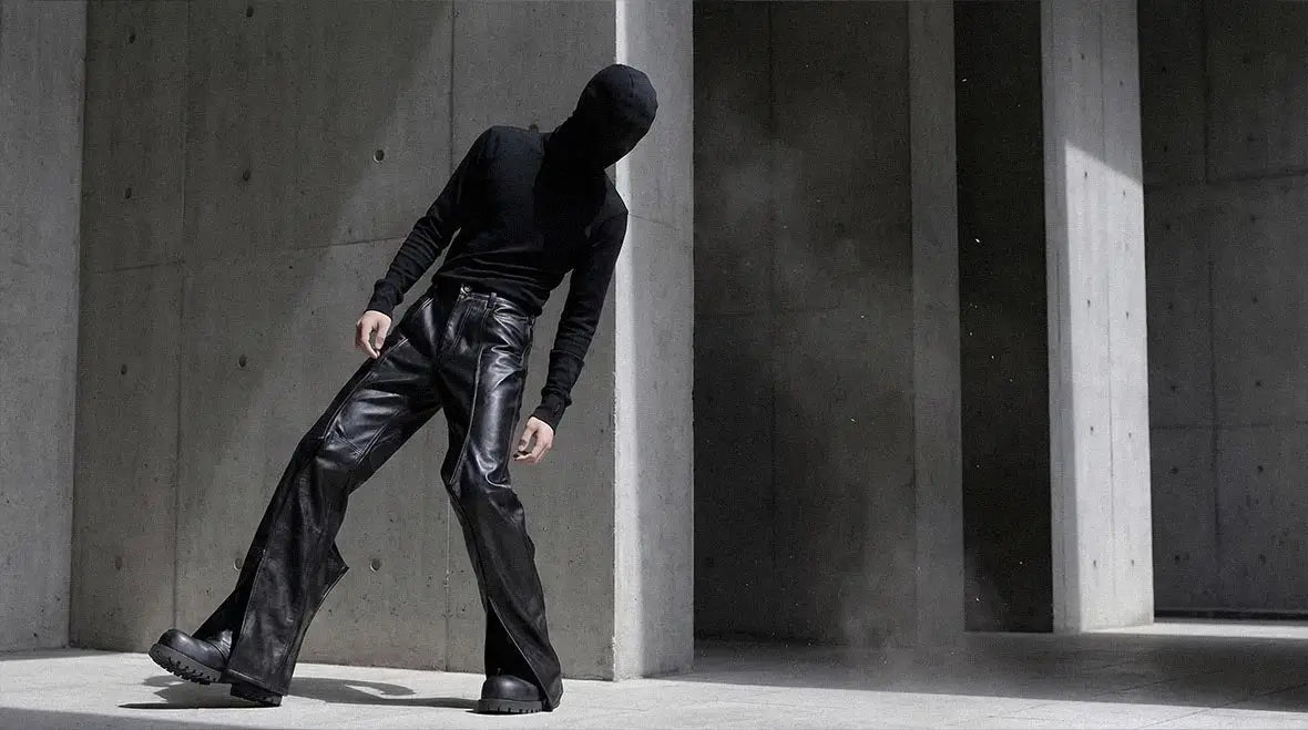 Techwear look built around structured avant garde pants