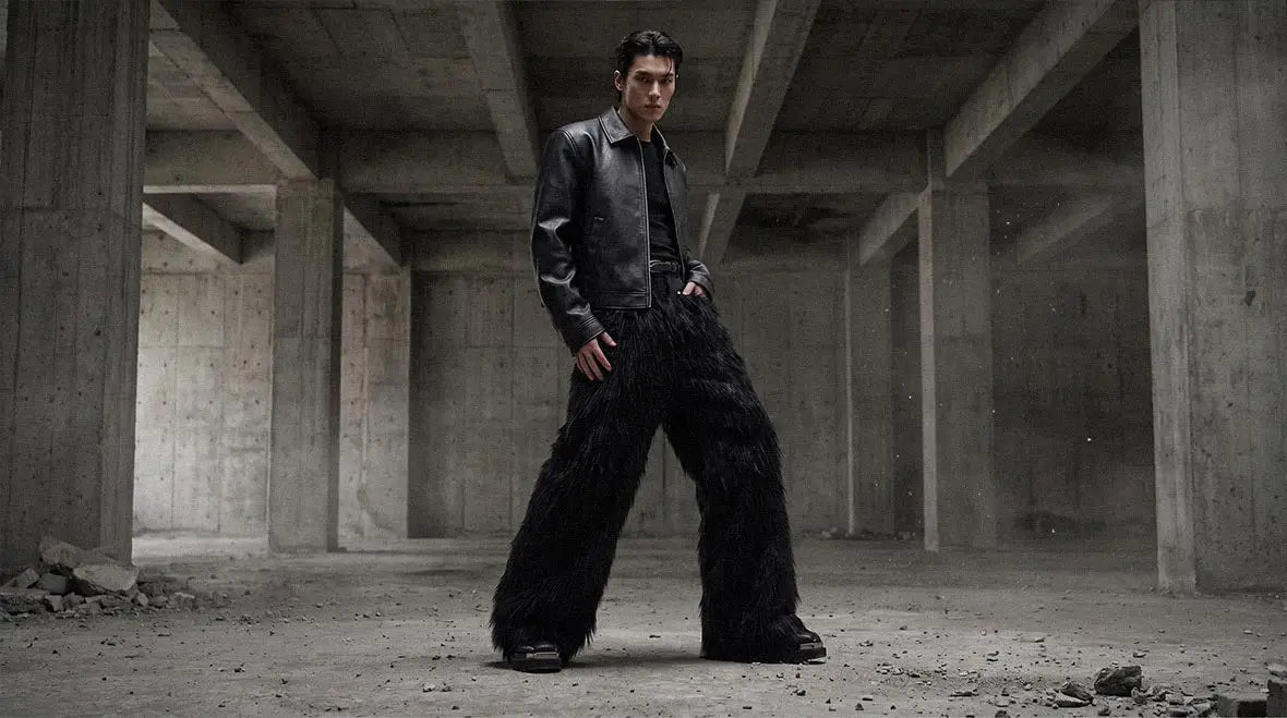 Minimalist street style with loose-fit avant garde pants
