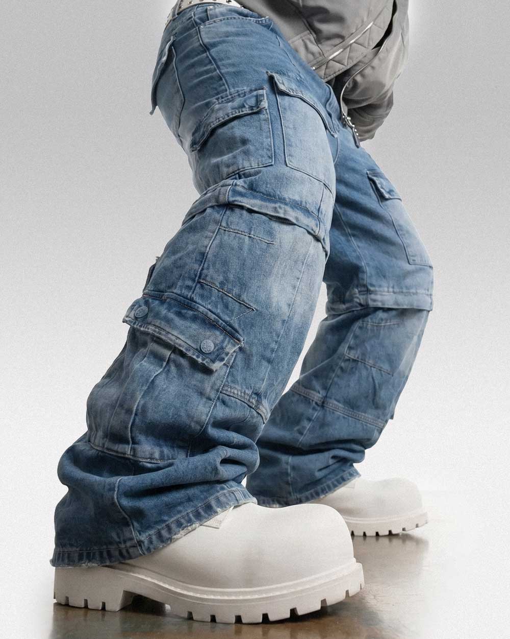 Baggy cargo pants y2k ’Hakui’ - Blue / M