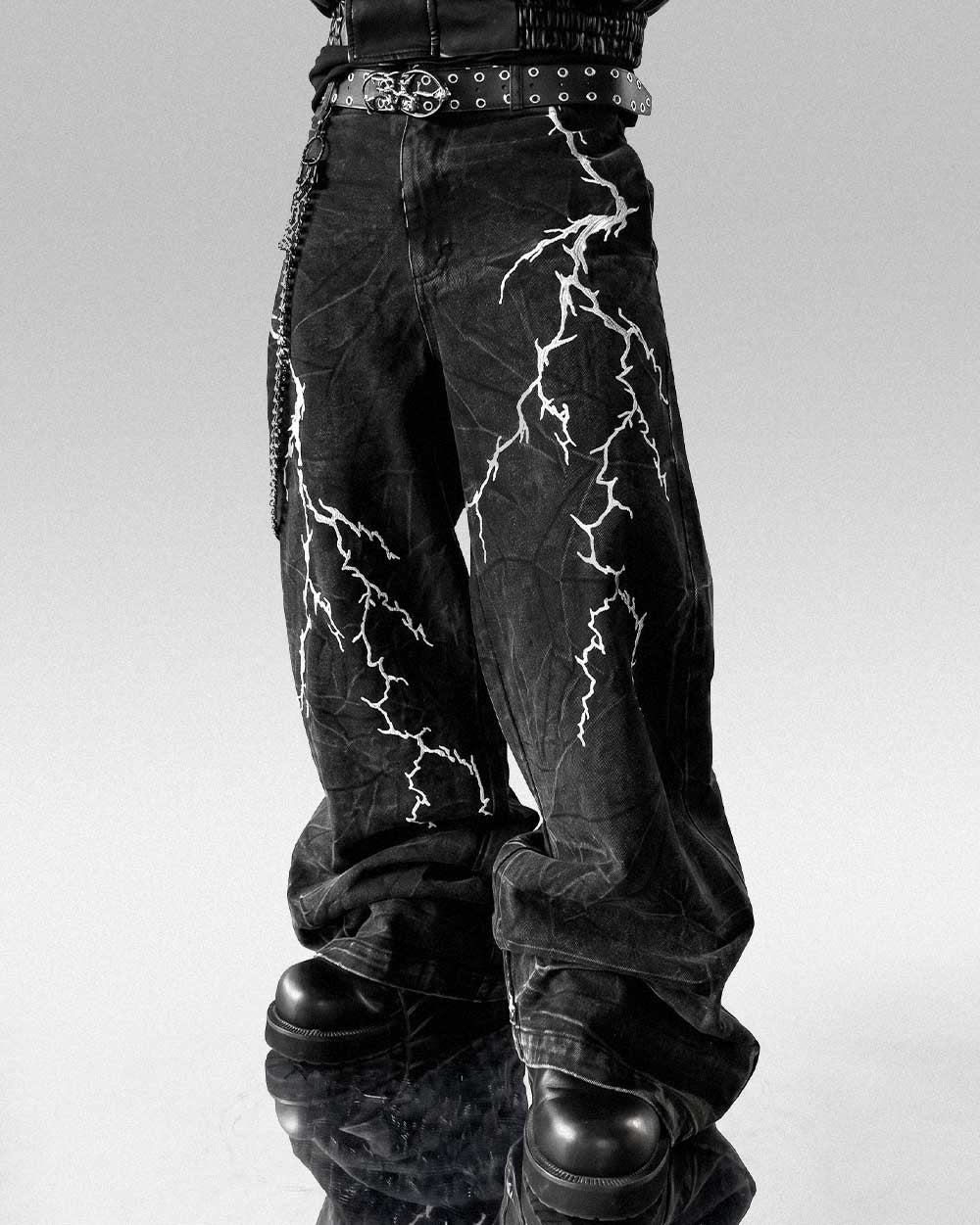 Baggy cyber y2k jeans ’Tsuku’ - Black / S