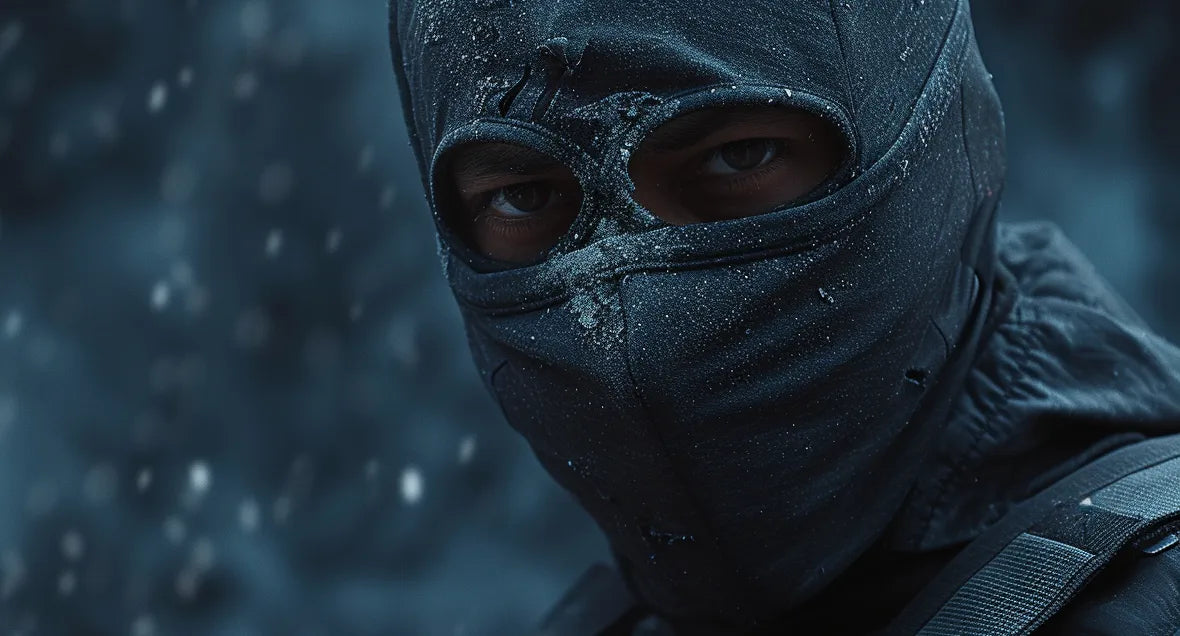 man wearing a balaclava in a cold weather