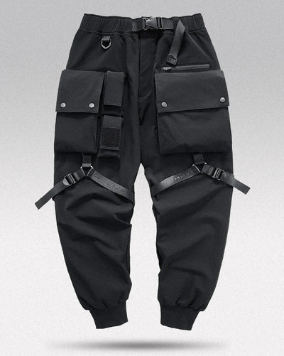 Black Cargo Pants with straps ’Nareyama’ - TECHWEAR STORM™