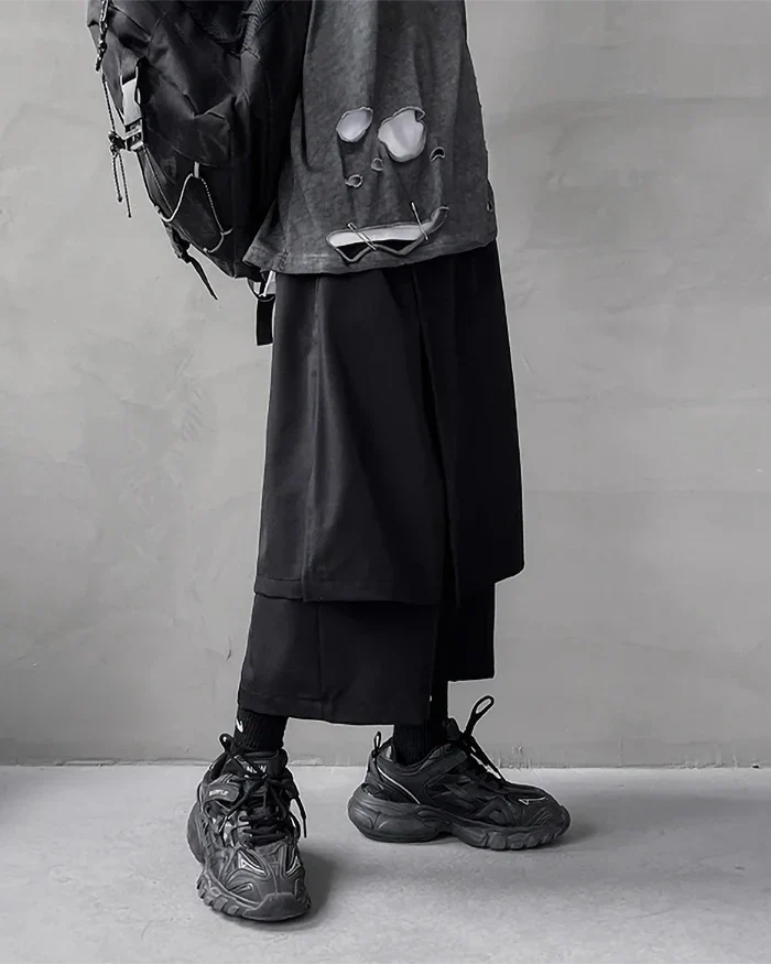 Black japanese hakama pants ’Sabae’ - TECHWEAR STORM™