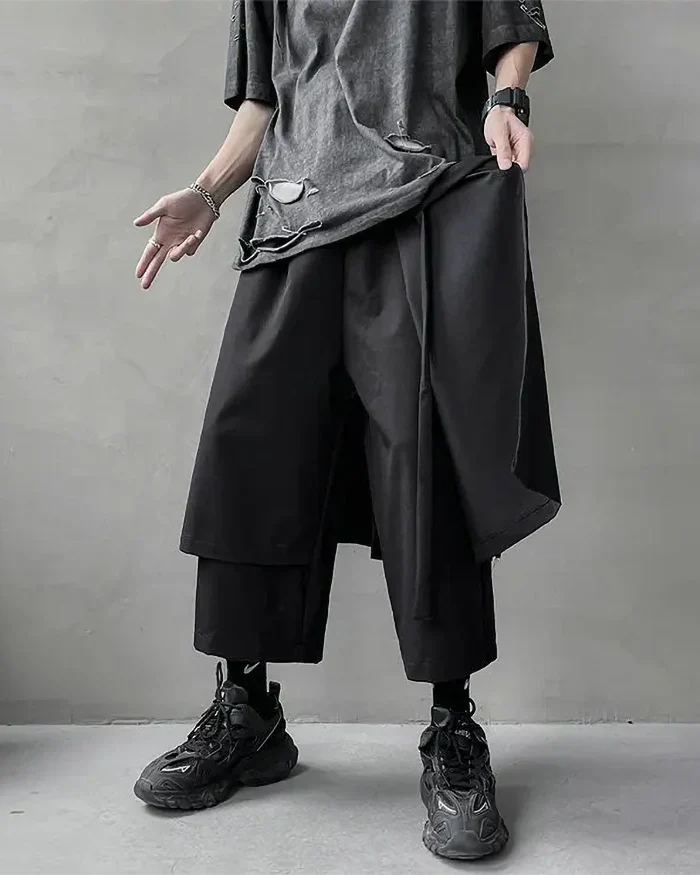 Black japanese hakama pants ’Sabae’ - TECHWEAR STORM™