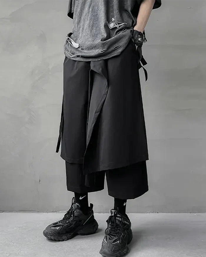 Black japanese hakama pants ’Sabae’ - TECHWEAR STORM™