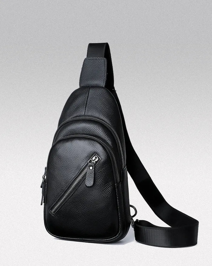 Black leather crossbody bag ’Zuru’ - TECHWEAR STORM™