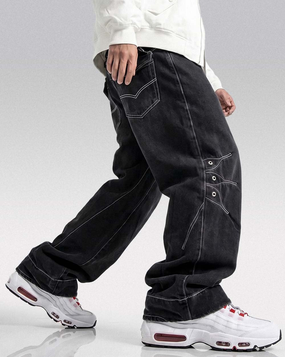Black loose jeans ’Ichiki’ - black / M