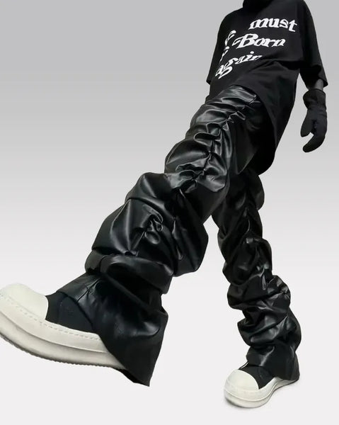 Black pu leather pants 