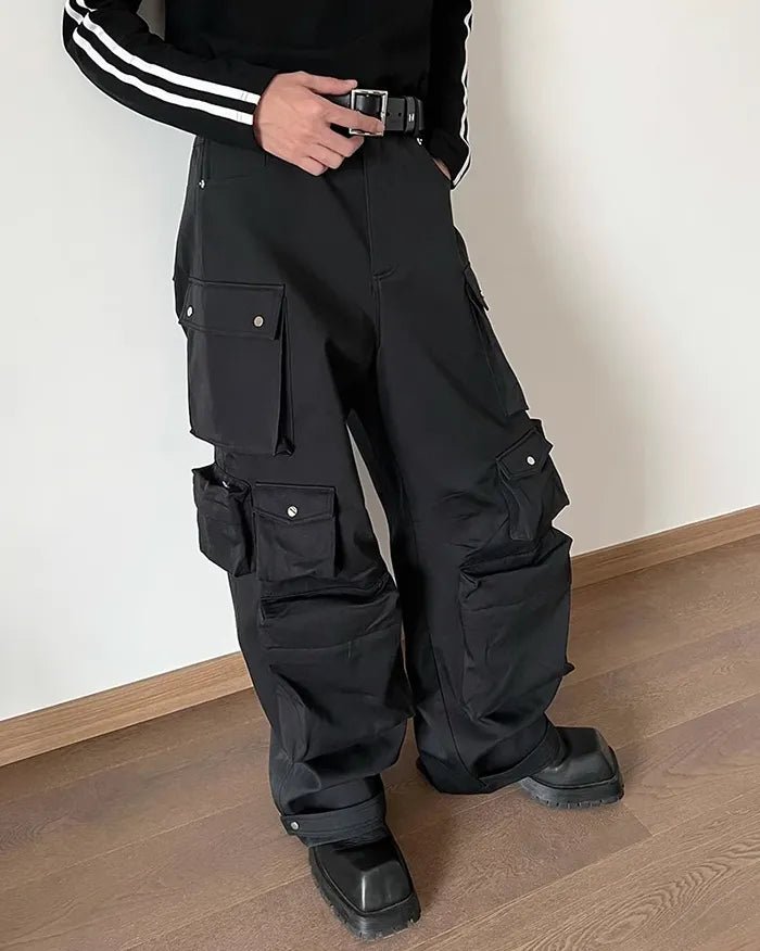 Black Wide Leg Cargo Pants ’Darex’