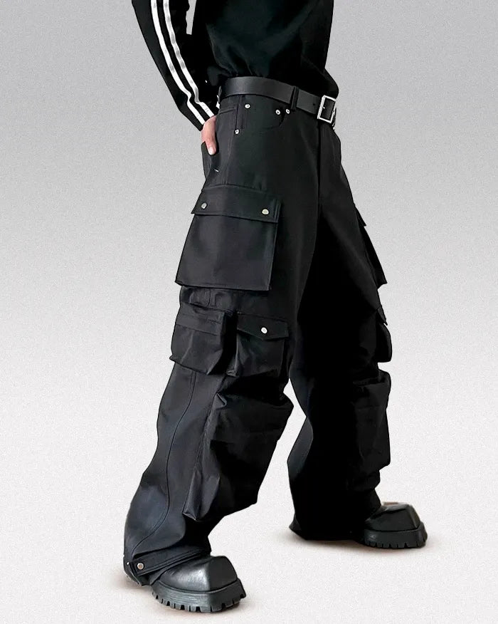 Black Wide Leg Cargo Pants ’Darex’ - black / XS