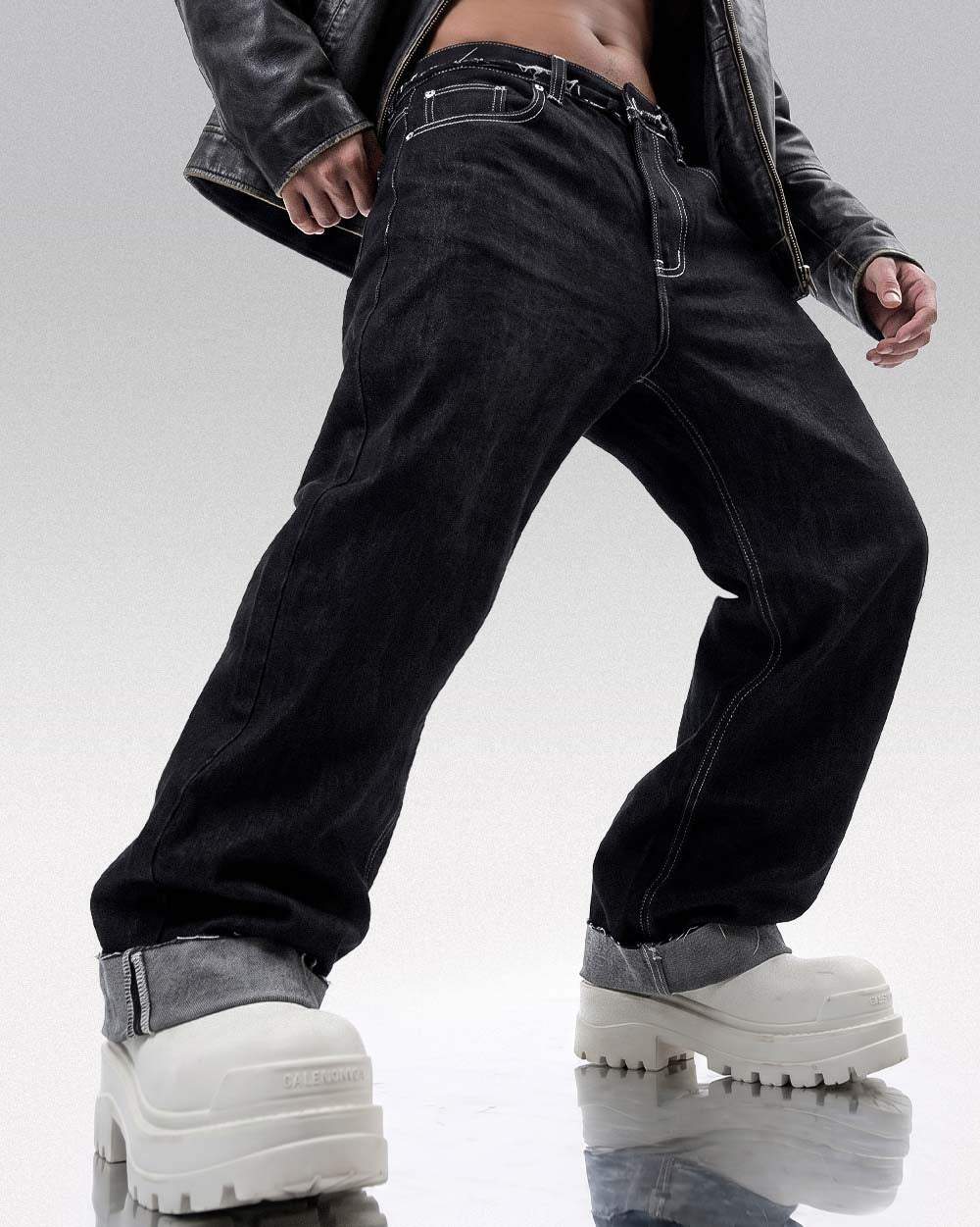 Black y2k jeans men 