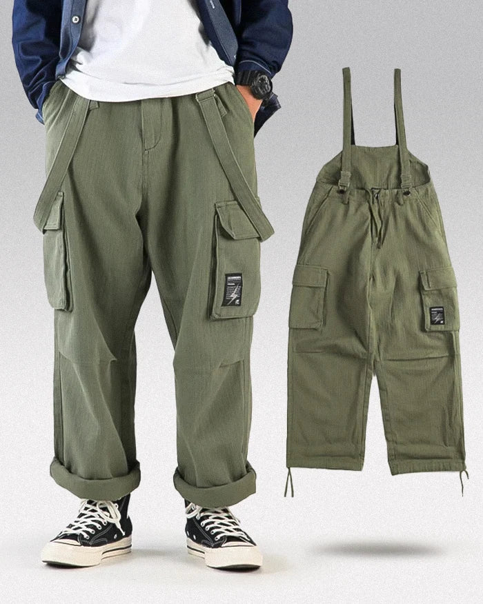 Cargo pants with suspenders ’Midori’ - TECHWEAR STORM™