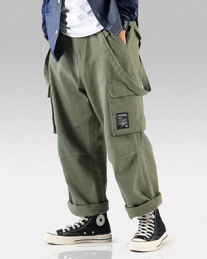 Cargo pants with suspenders ’Midori’ - TECHWEAR STORM™