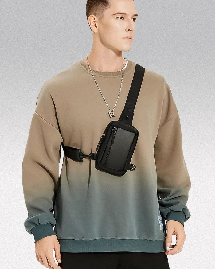 man wearing the Crossbody sling bag "Jima"