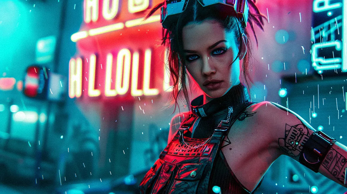 woman in cyberpunk aesthetic