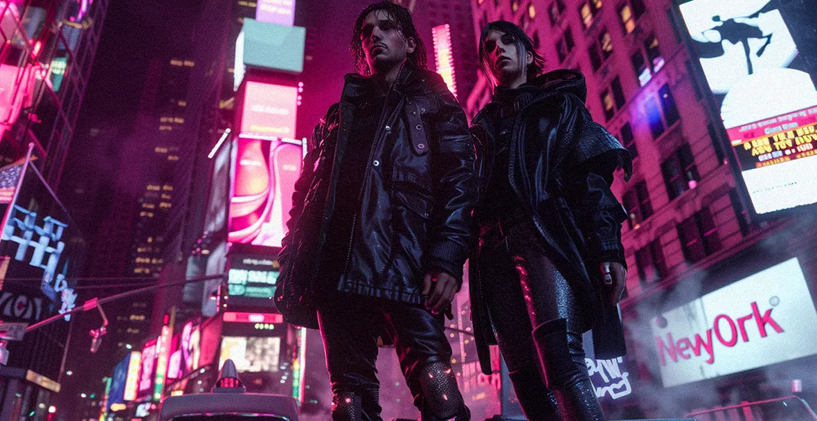 couple dressed in cyberpunk style