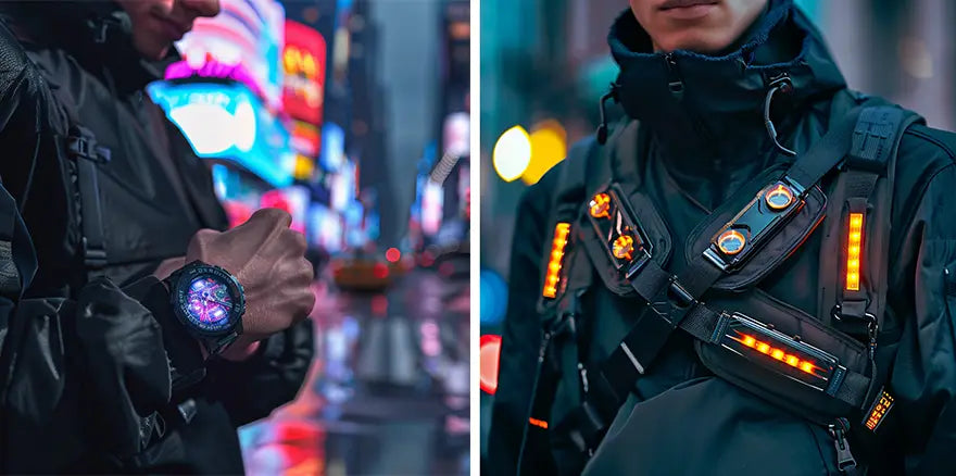 cyberpunk watch and chest bag