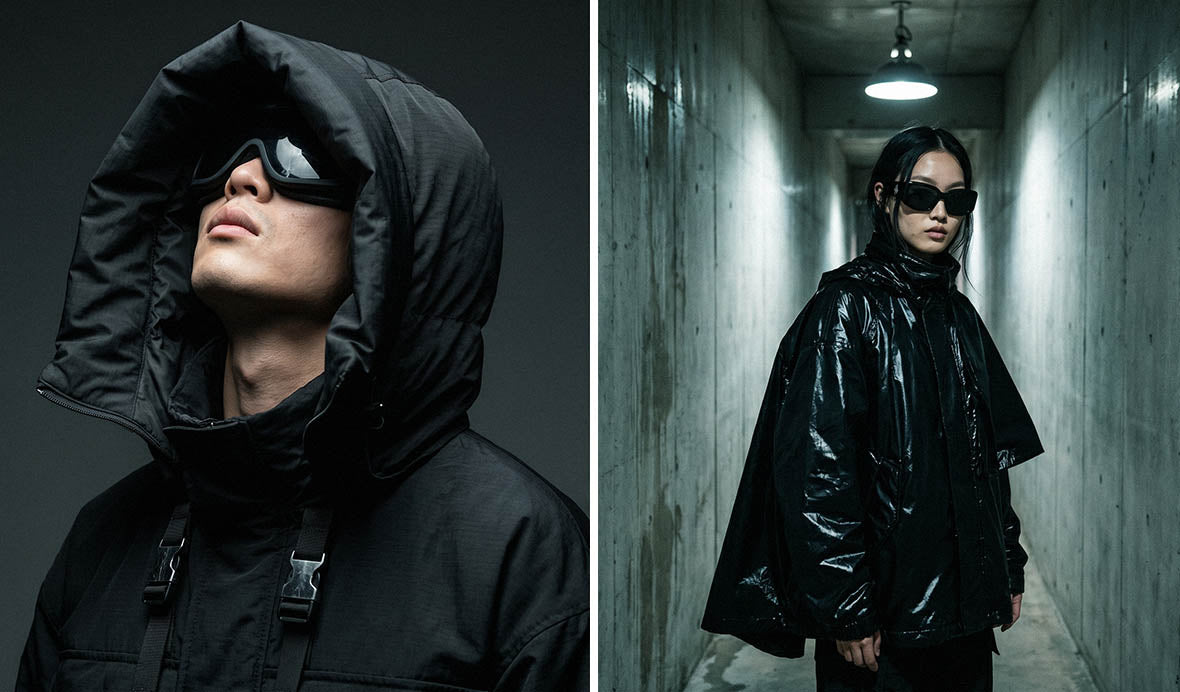 a man and a woman in cyberpunk outfit