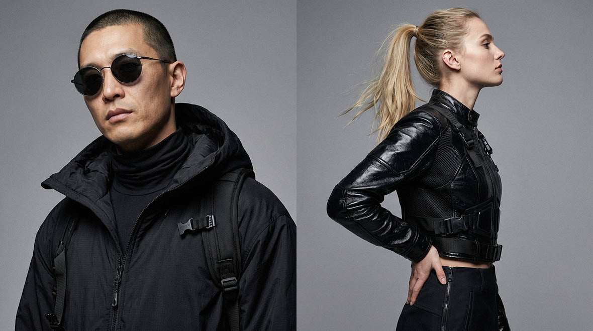 a man and a woman in cyberpunk outfit
