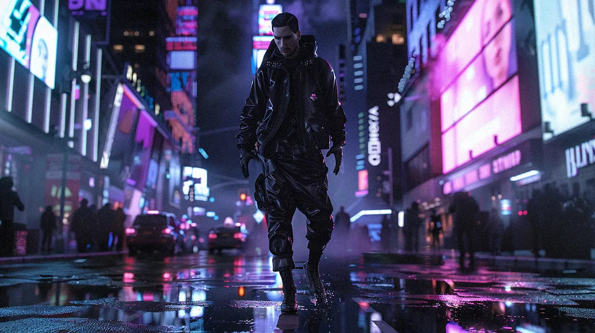 man in cyberpunk outfit