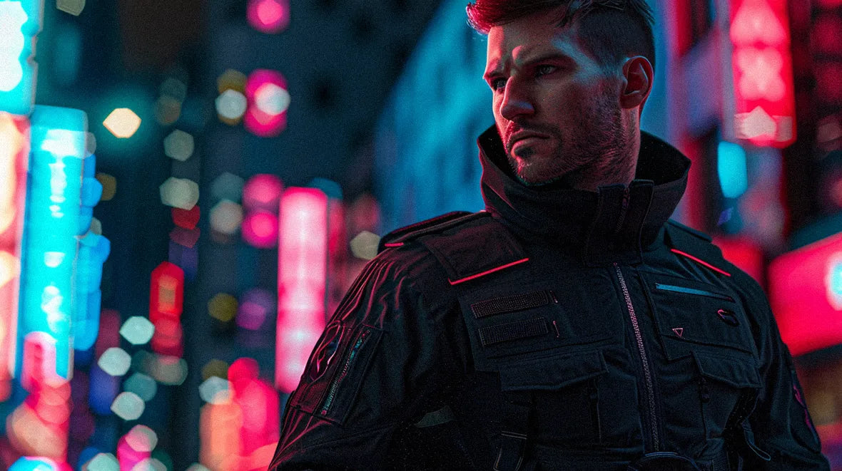 man in cyberpunk outfit