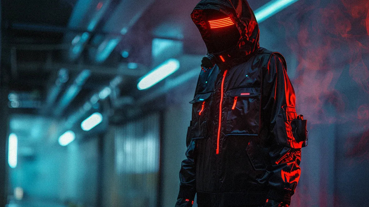 man in futuristic cyberpunk outfit