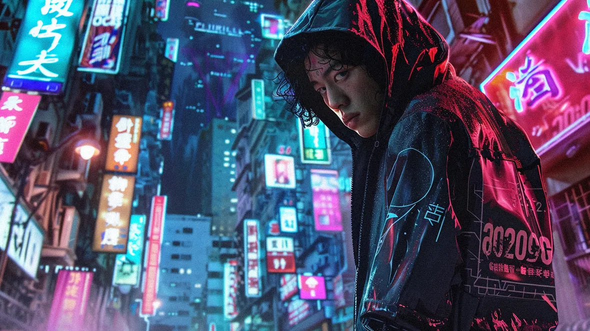 woman in cyberpunk clothing