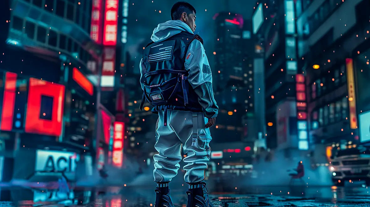 man in cyberpunk clothing