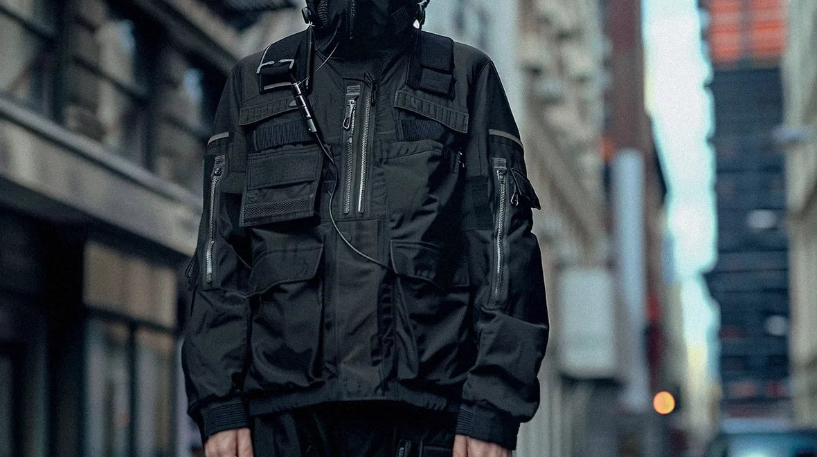 man wearing cyberpunk jacket