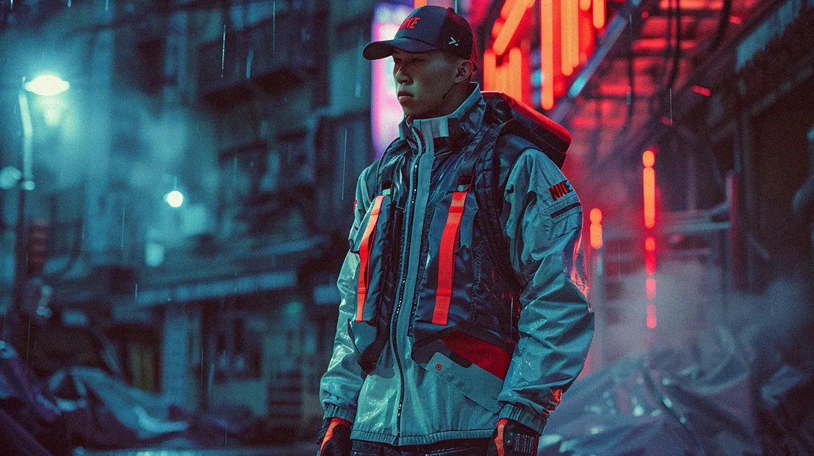 a man in cyberpunk jacket