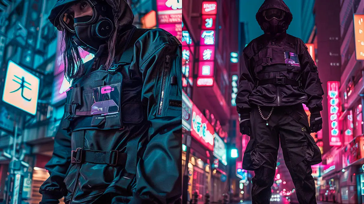 man in cyberpunk clothes