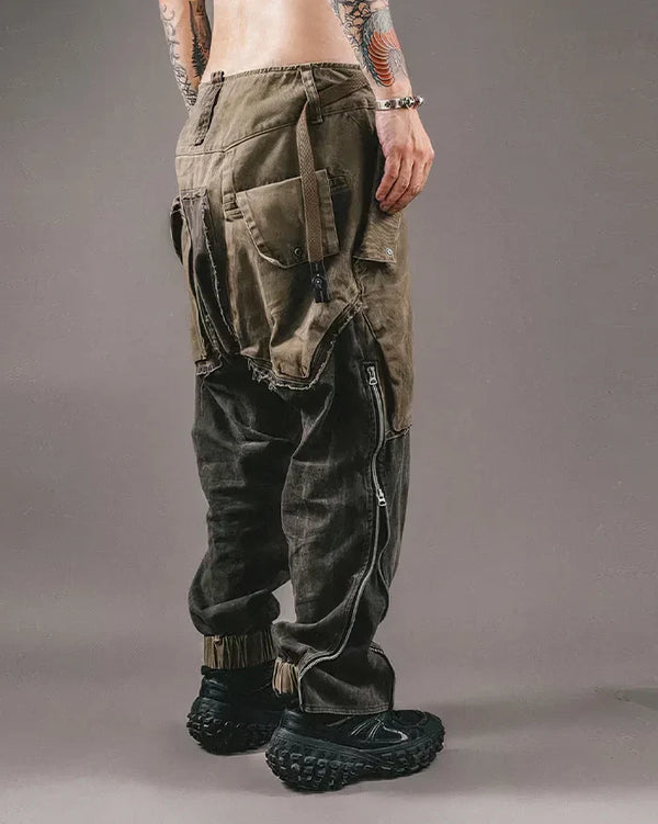 Celtic Ohm Print Parachute Harem Pants Charcoal