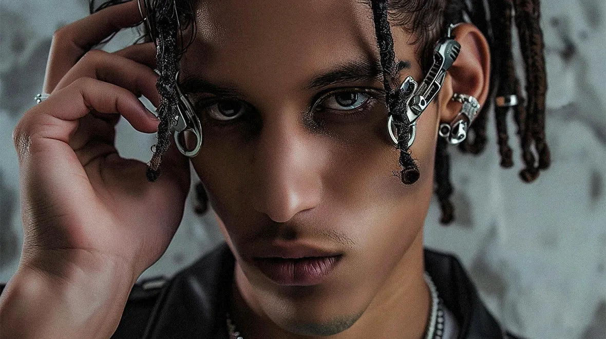 a black man with Cyberpunk Jewelry