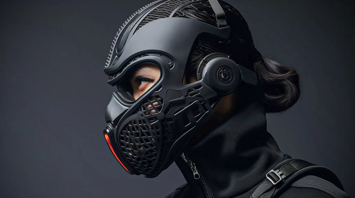 man wearing a Cyberpunk Mask