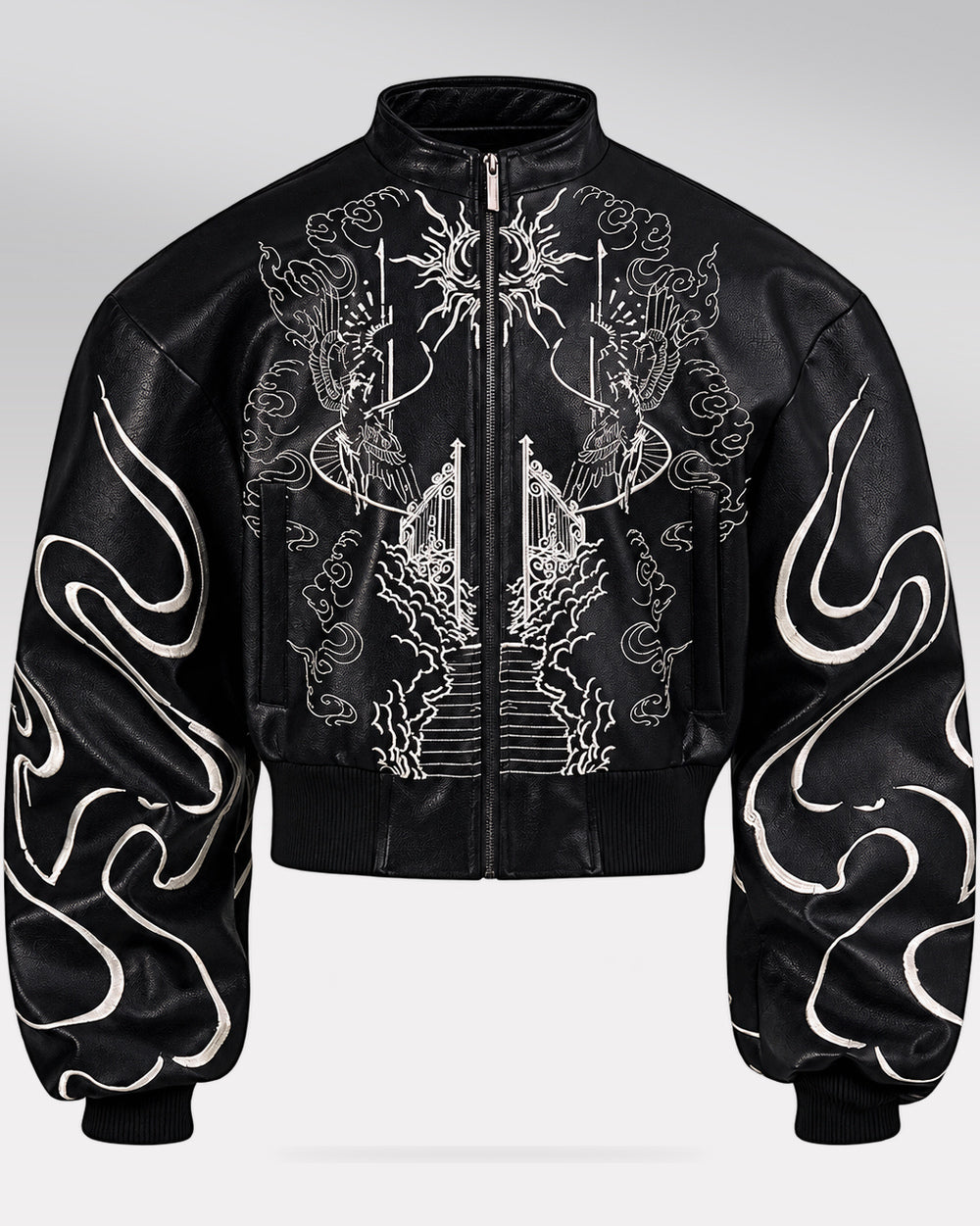 Cyberpunk Style Jacket "Yokote" in black, isolated front view