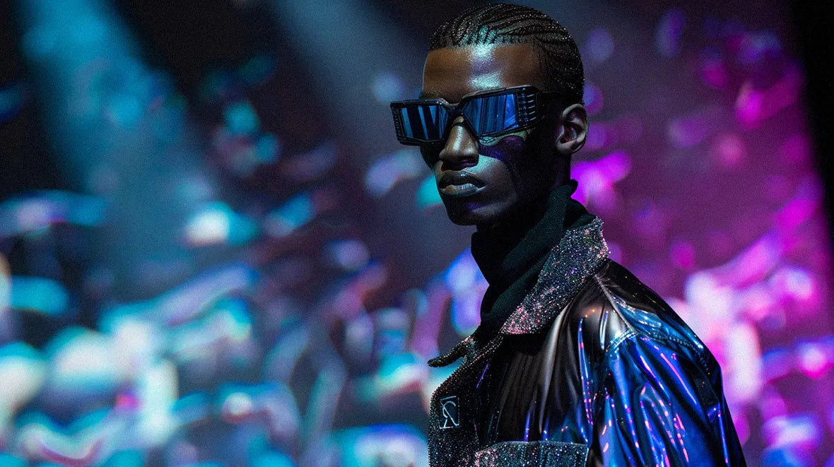 black man in Cyberpunk Clothing