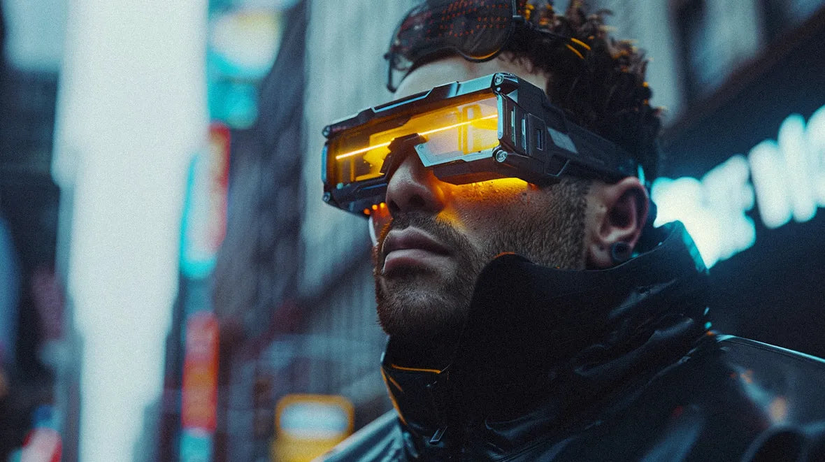 man wearing futuristic eyewear