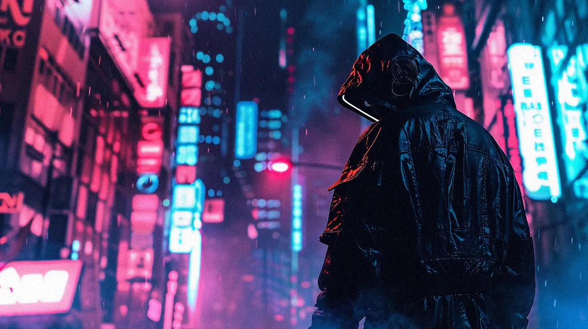 man in cyberpunk aesthetic